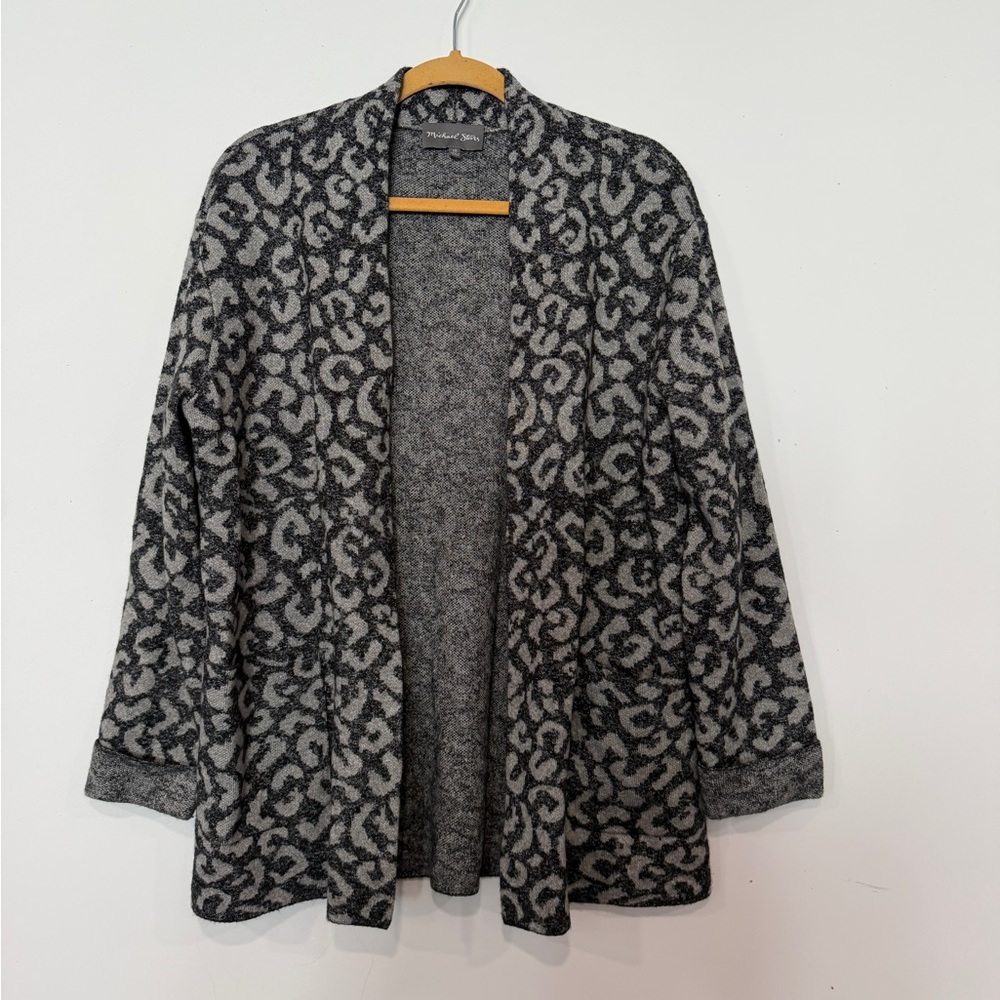 Michael Stars Black and Gray Patterned Cardigan